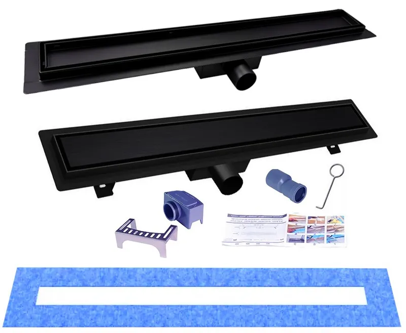 Odpływ liniowy CZARNY FULL-BLACK pod płytkę 60-100cm
