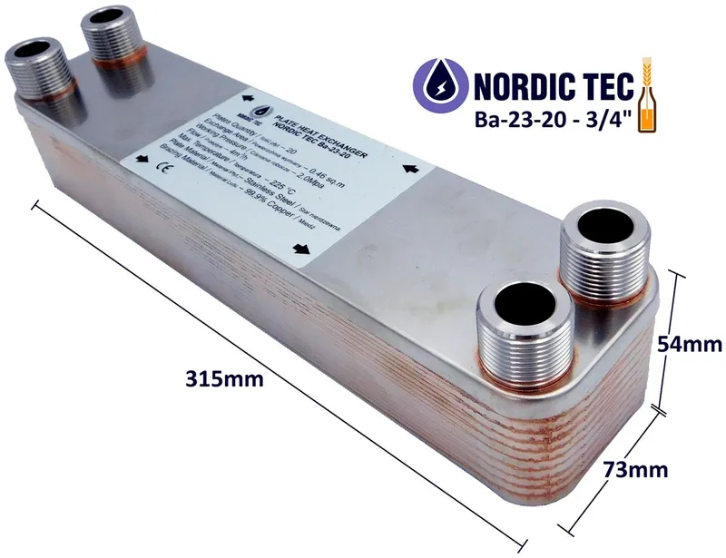 Wymiennik ciepła do piwa Nordic Tec Ba-23-20 3/4"